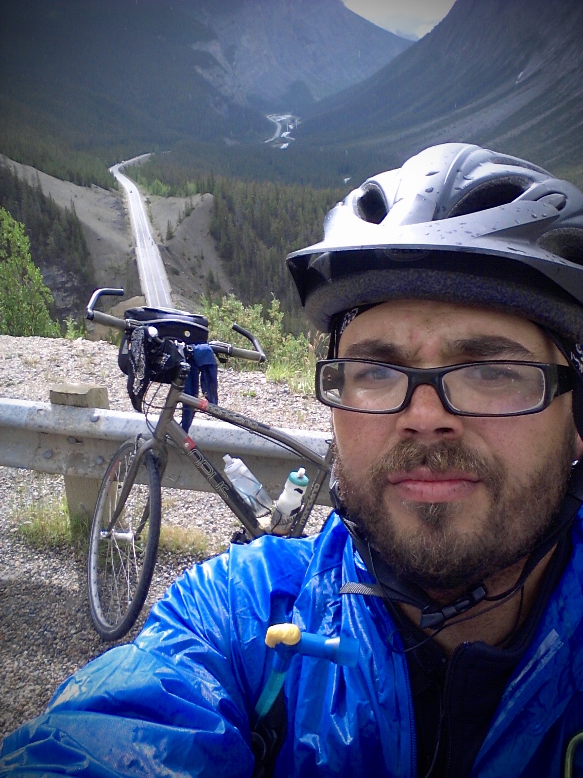 Red biking across Canada